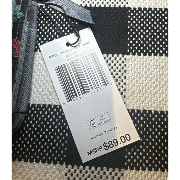 Vera Bradley Gray RFID Smartphone Wristlet‎ Accordion Wallet Roses NWT $89 - Picture 3 of 12